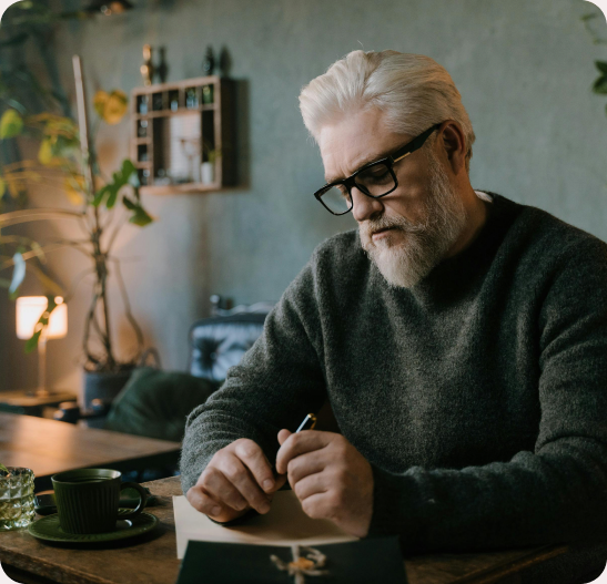 A person receiving quiet support at home